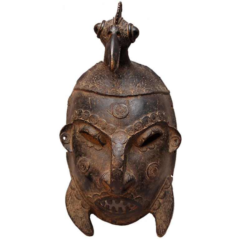 AFRICAN ANCESTRAL BRONZE WAR MASK