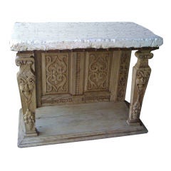 CARVED FUMED OAK CONSOLE TABLE