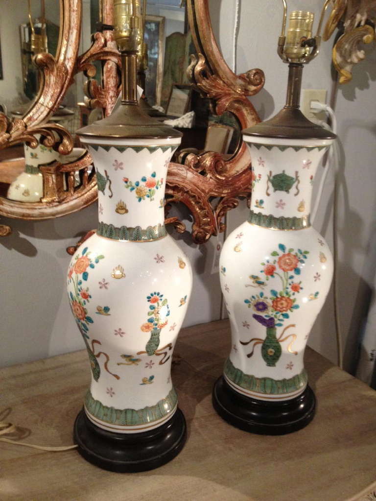 Pair Of Chinese Style Porcelain Lamps