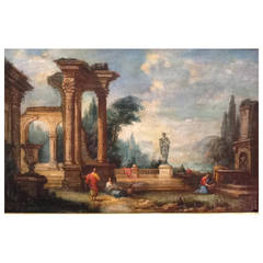 Large Italian 18th Century Oil On Canvas Painting