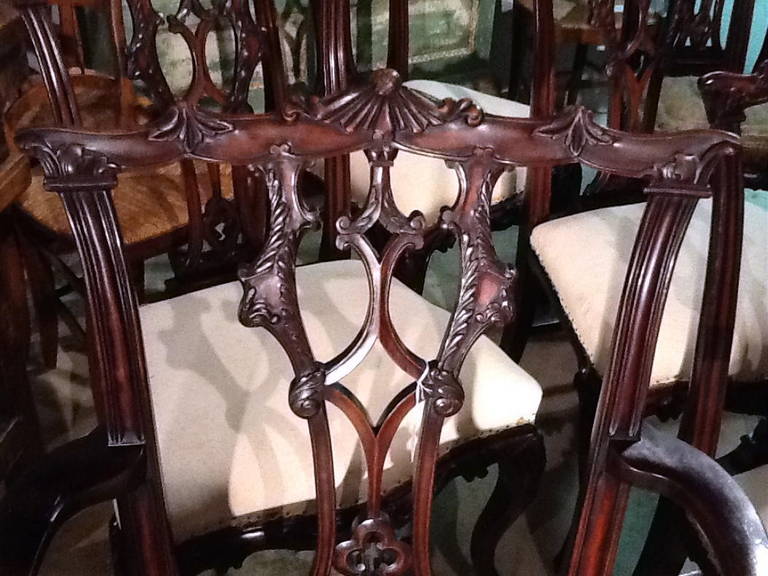 Set of Eight Chinese Chippendale Dining Chairs