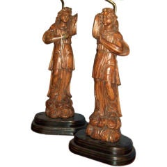 Antique Pair Of 18th Century Figural Lamps