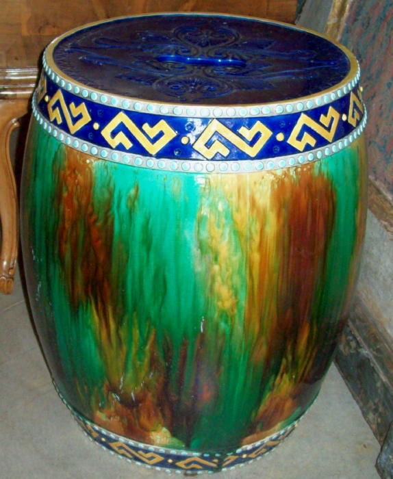 A Victoriam Majolica garden seat. Impressed makers mark of T.C.BROWN WESTHEAD.