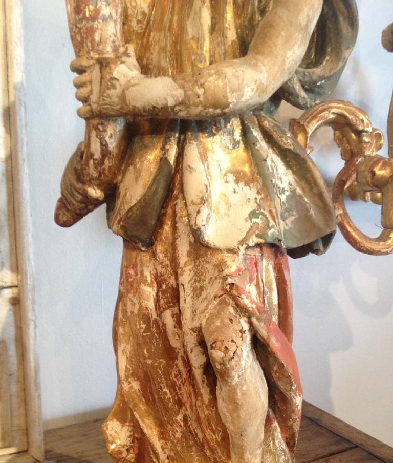 Pair of 18th Century Italian Candle Bearing Angels