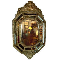 Antique Dutch Brass Repouse Mirror