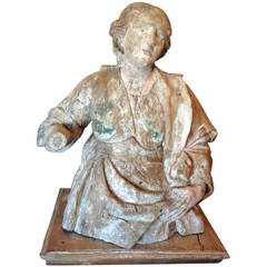Italian Baroque Carved Wood Figure of a Female Saint