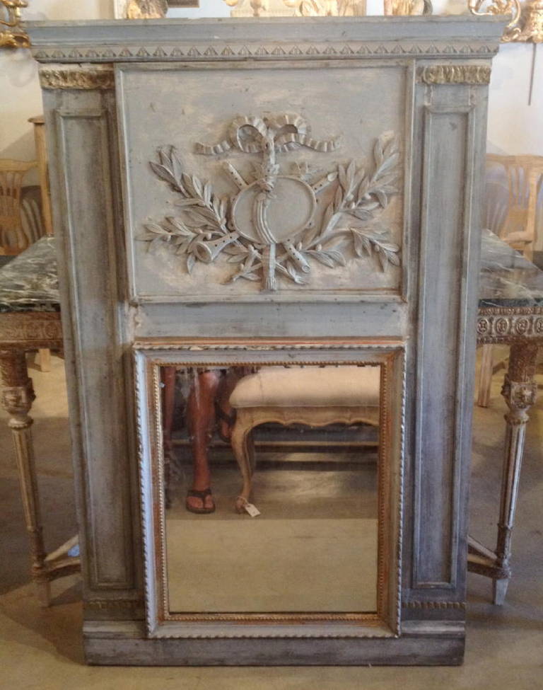 19th Century French Painted Trumeau For Sale 5