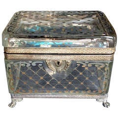 Brass Mounted Enameled Crystal Dresser Box