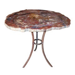 Vintage Petrified Wood Top Side Table