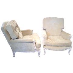 Antique Pair of Large Louis XV Style Armchairs