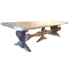 Palatial Italian Stone Top Trestle Table