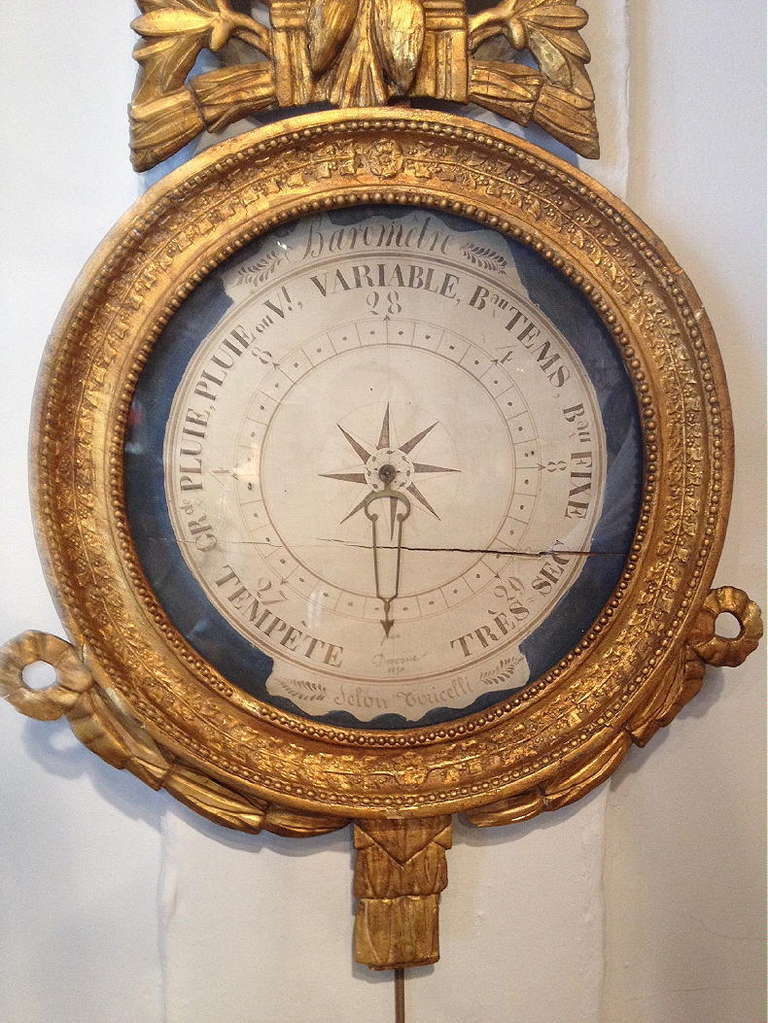 French Louis XV Gilt And Painted Barometer For Sale