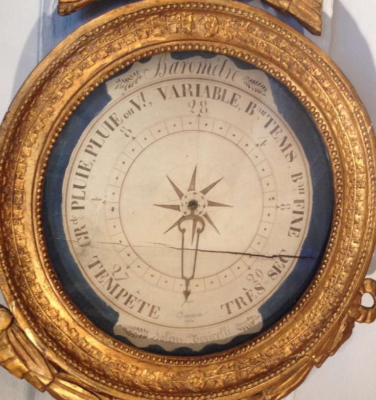 18th Century and Earlier Louis XV Gilt And Painted Barometer For Sale