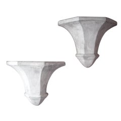 Pair of Large Dorothy Draper Style Plaster Wall Brackets
