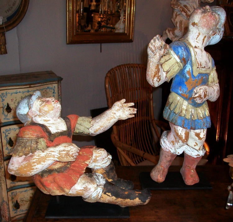 Pair Of 17th Century Soldier Sculptures