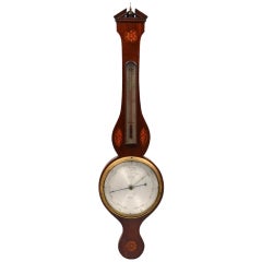 George III/IV Inlaid Banjo Barometer and Thermometer