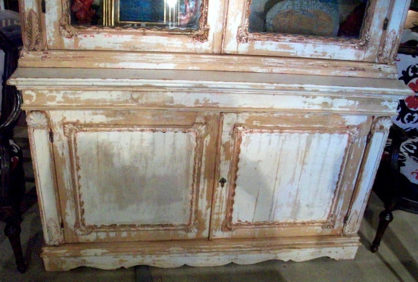 Italian Carved Distressed Bookcase
