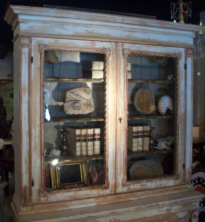 19th Century Carved Distressed Bookcase
