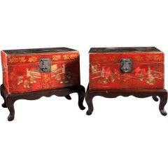 Pair Of Chinese Tea Chest Side Tables