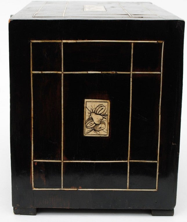 18th Century and Earlier Ebonized and Ivory Inlaid Table Top Box