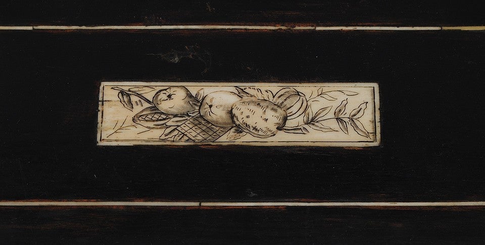 Wood Ebonized and Ivory Inlaid Table Top Box