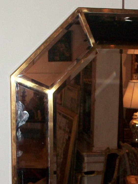 20th Century Pair of Mid Century Brass Framed Mirrors