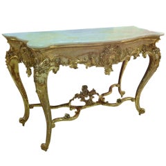 Antique Marble Top French Console Table