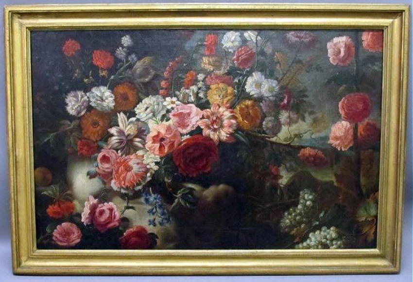 Large Italian Baroque Still Life Painting. Oil On Canvas.