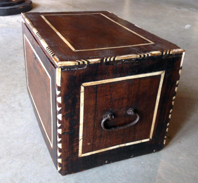 18th Century and Earlier Indo-Portuguese Bone Inlaid Table Cabinet For Sale