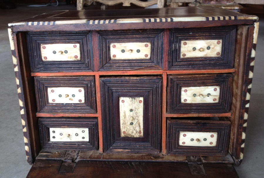 Indo-Portuguese Bone Inlaid Table Cabinet For Sale 2