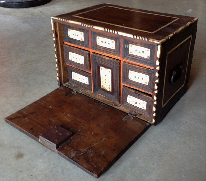 Indo-Portuguese Bone Inlaid Table Cabinet For Sale 3