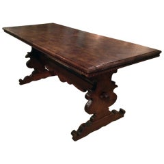 Italian Walnut Trestle Table