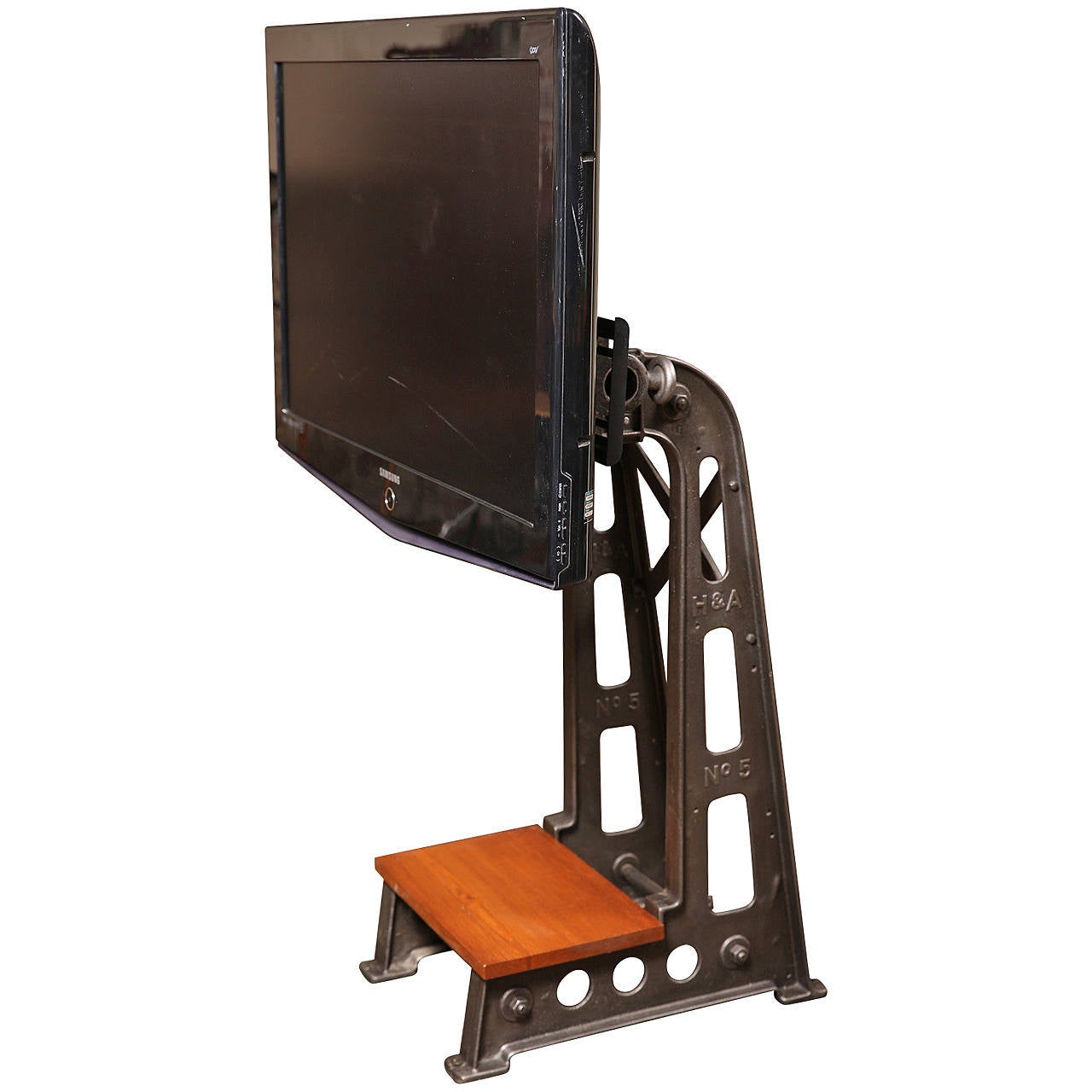Vintage Industrial Cast Iron T.V. Stand For Sale at 1stdibs