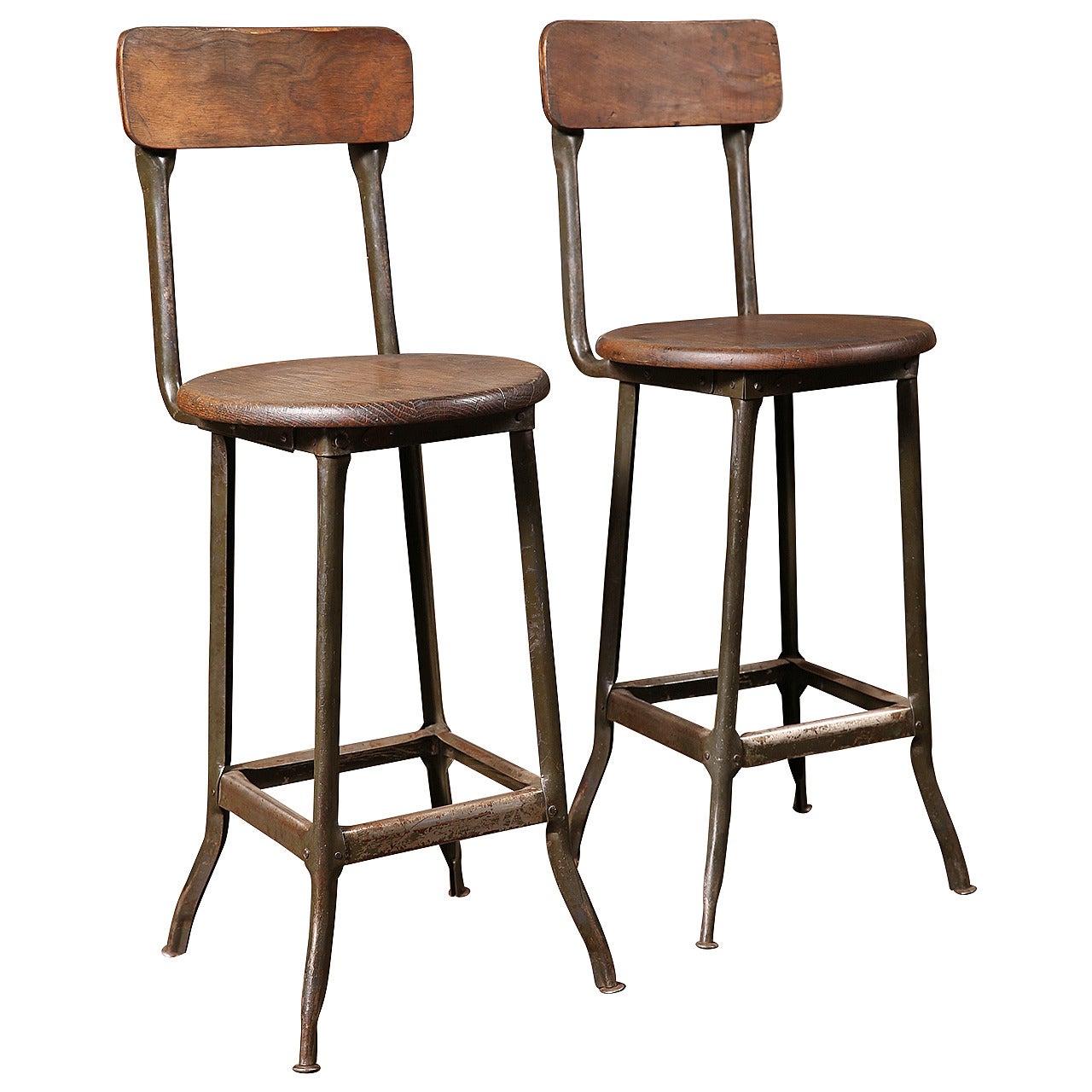 Pair of Original Vintage Industrial Stools