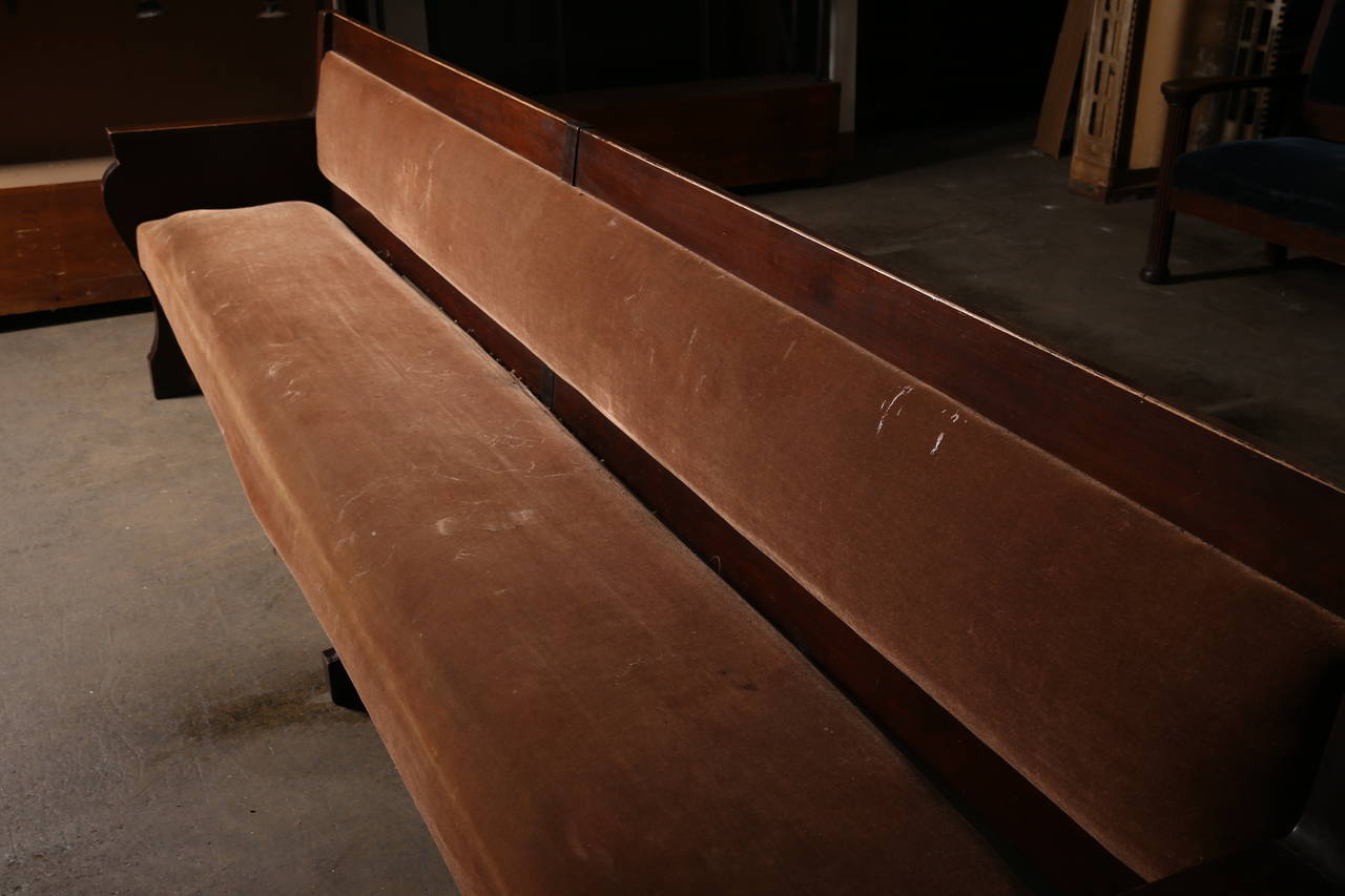 Vintage Masonic temple bench. This bench is sold as is with the finishing touches to be done by your local upholsterer. Seat height measures 18 1/2