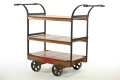 Présentoir de rangement pour chariots à roulettes vintage industriel en bois et métal
