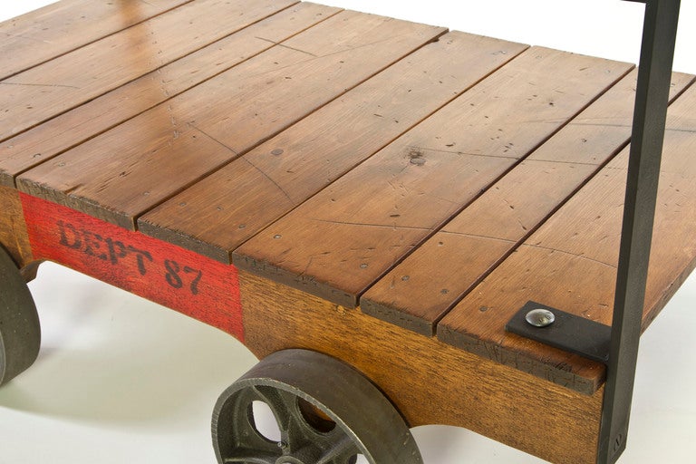 Cast Vintage Industrial Wood, Metal Rolling Display Storage Retail Clothing Cart Rack