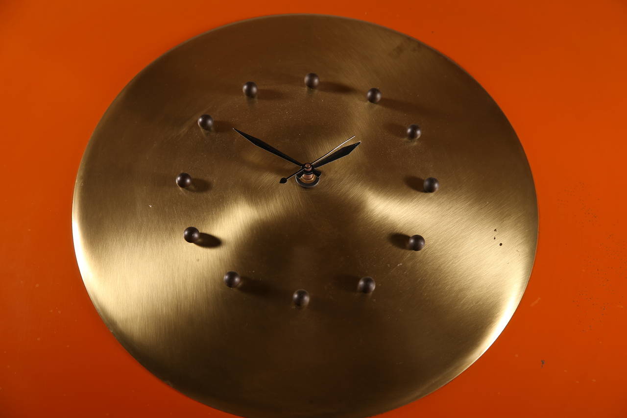 Mid-Century Modern Spun Metal Clock 1