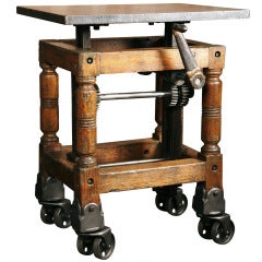 Vintage Industrial, Adjustable Wood & Cast Iron Turtle Table