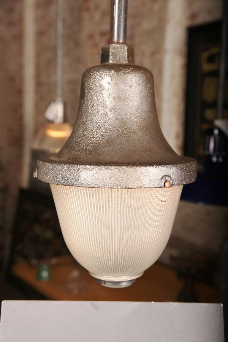 20th Century Vintage Industrial Holophane Train Station Light