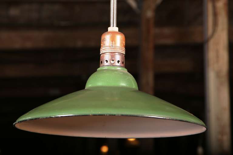 Vintage Industrial, Benjamin Green, Porcelain Light.  (Please provide length of pole.)