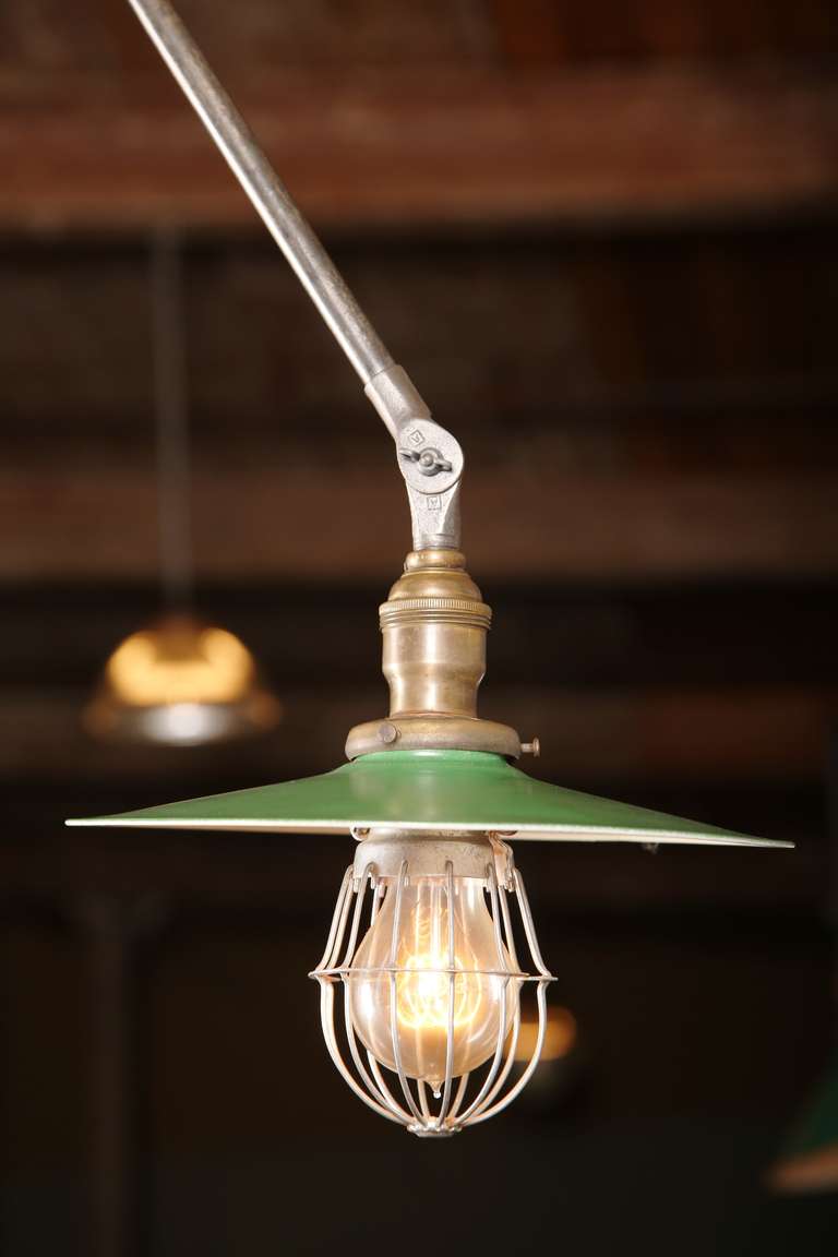 Mid-Century Modern Vintage Industrial, O.C. White Adjustable Ceiling Task Light Lamp For Sale