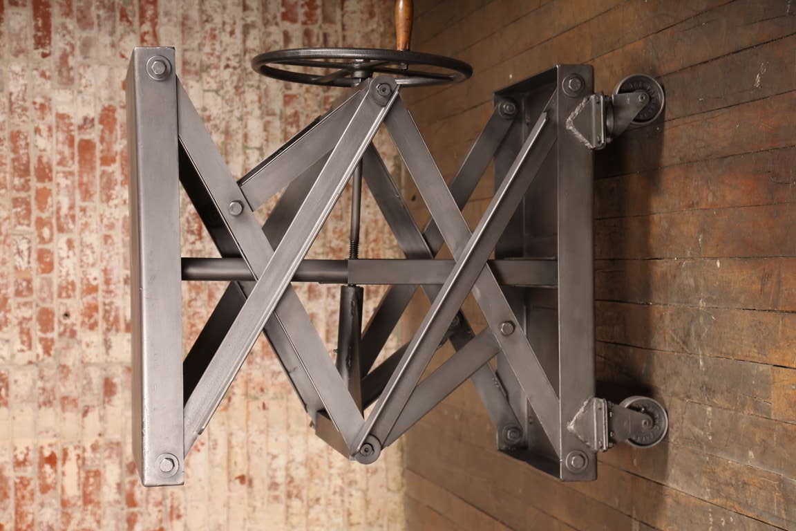 vintage industrial scissor lift table