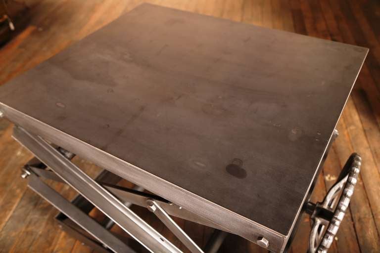 Vintage Industrial, Adjustable Scissor Lift, Original and Made in USA