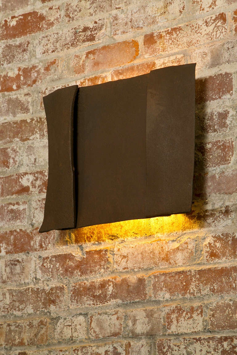 Industrial Sculptural Steel Wall Art Sconce Lamp, Light For Sale