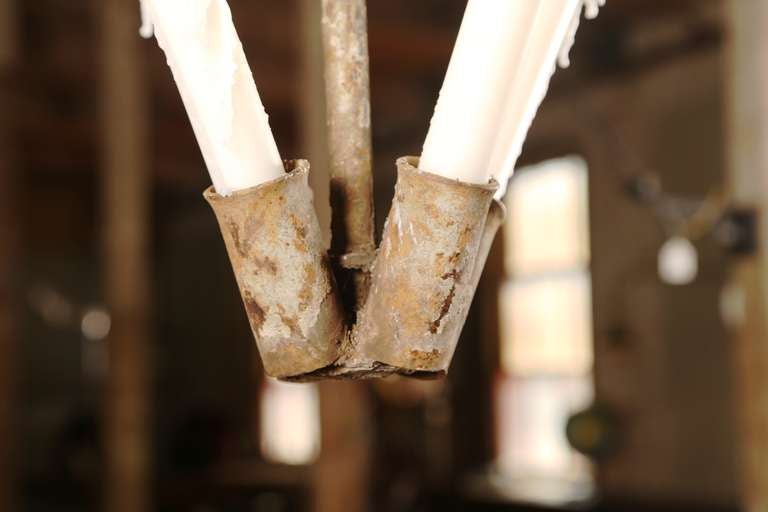 20th Century Vintage Industrial Candelabra Rustic Modern Hanging Pendant Light Lamp For Sale