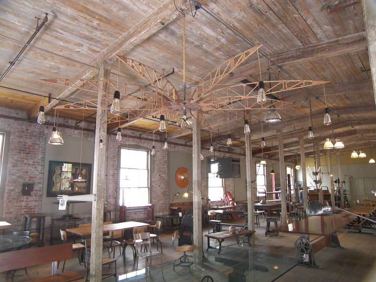 Wood One of a Kind Airplane Truss Chandelier