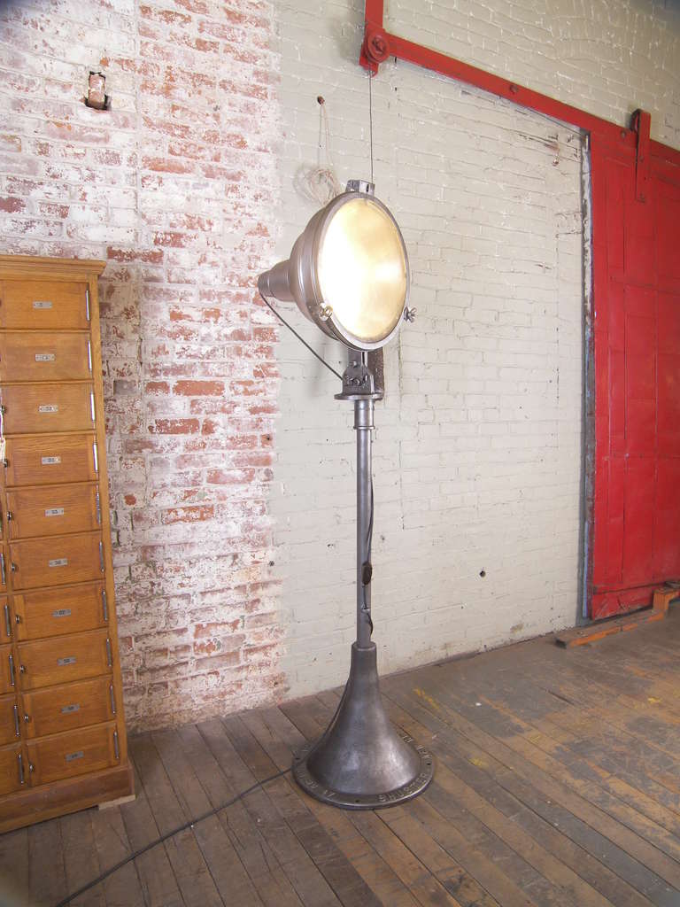 American Industrial Cast Iron and Steel Floor Cargo Standing Lamp