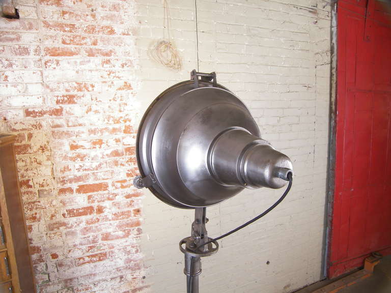 20th Century Industrial Cast Iron and Steel Floor Cargo Standing Lamp