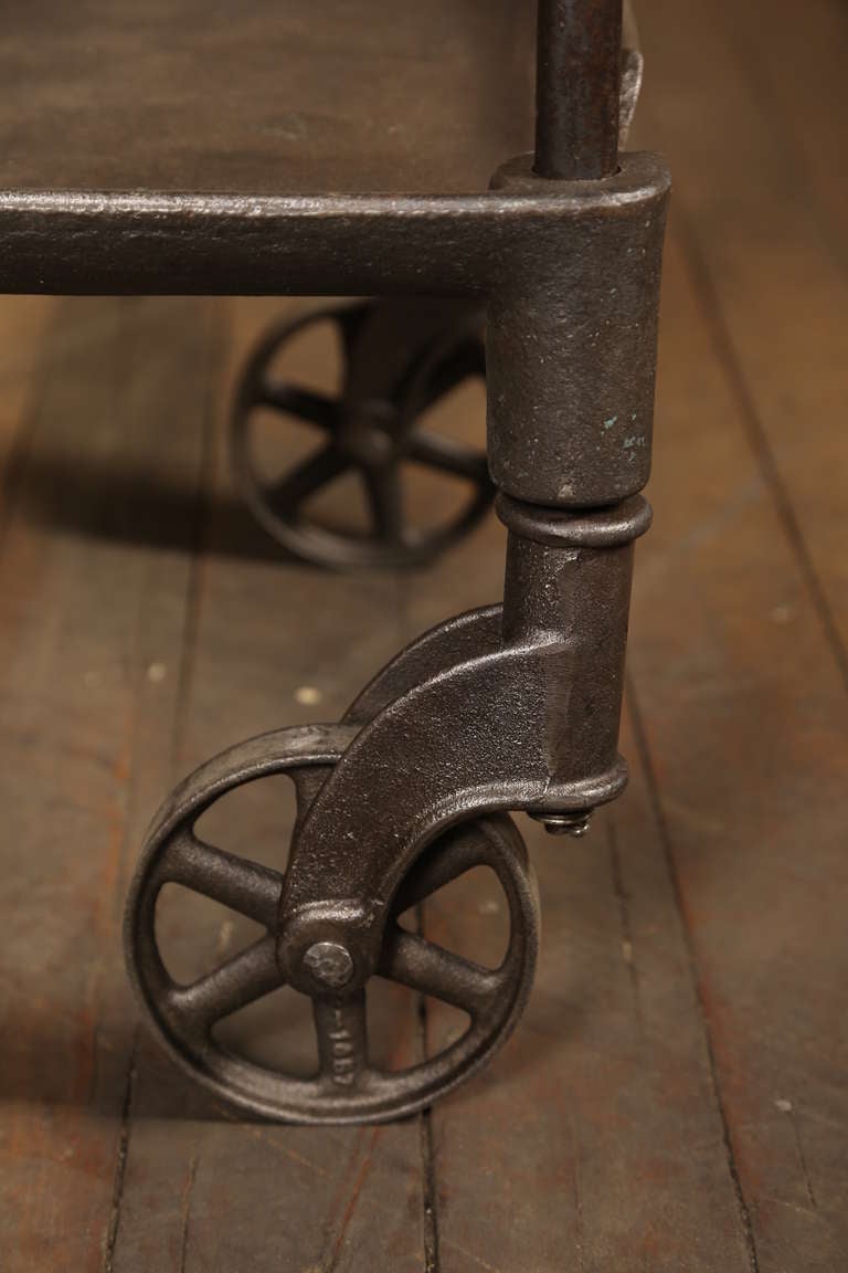 Two Tier Cast Iron Rolling Bar Cart/Table 5